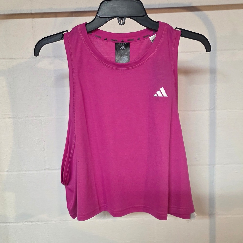 NWT Adidas Womens 2XL Training Cropped Tank Top Pink JL7680 Workout Summer